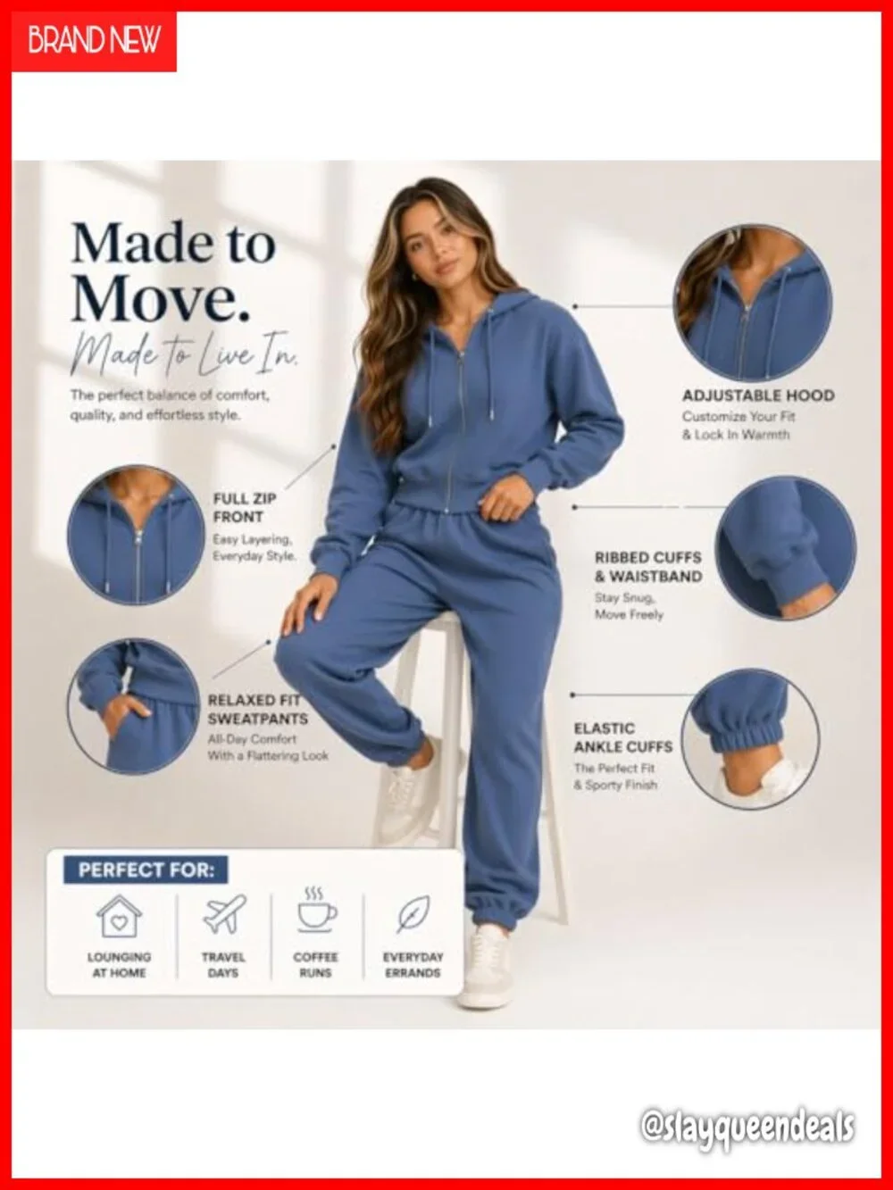 Cropped Zip Hoodie & Jogger Matching Set - French Terry Lounge Sweatsuit